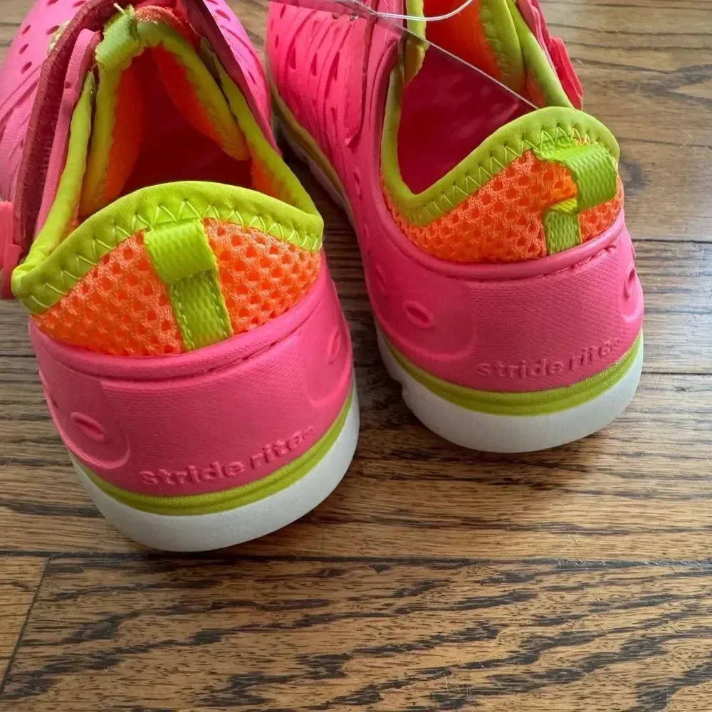 NWT New STRIDE RITE Phibian Land 2 Water Shoes Sandals Neon Pink Orange Yellow 1
